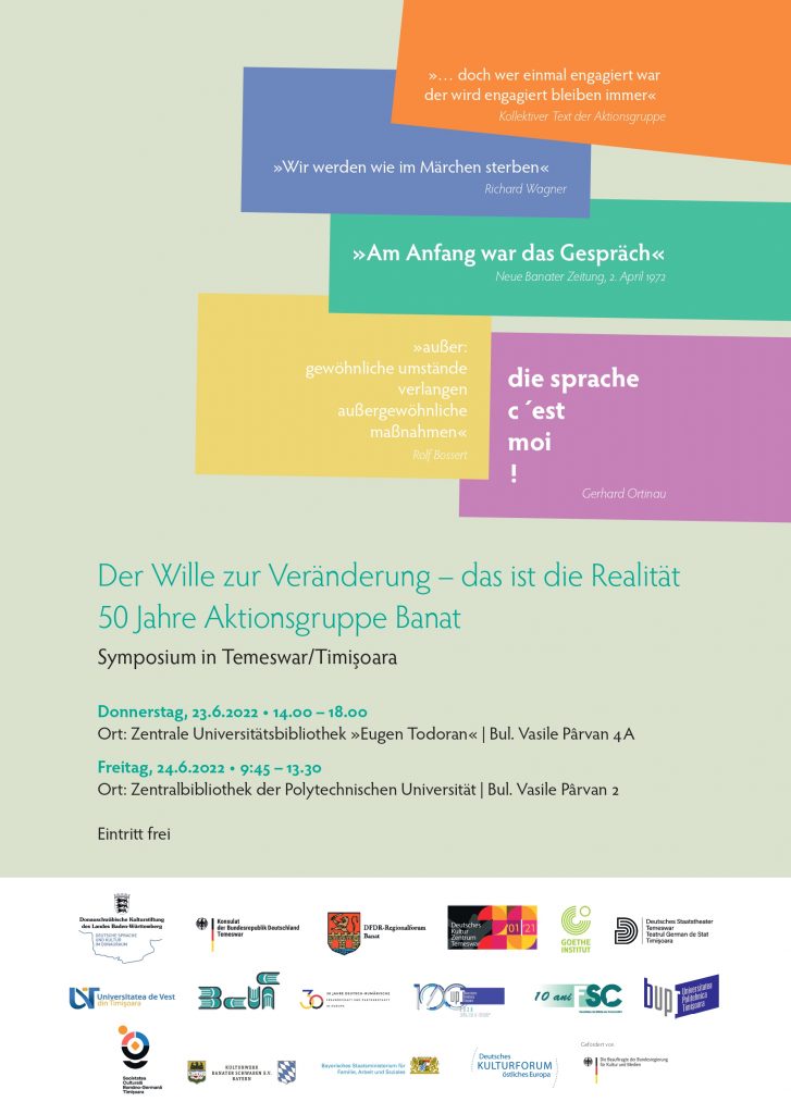 Conferința internațională la Timișoara cu ocazia celebrării a 50 de ani de la înființarea Grupului de Acțiune Banat